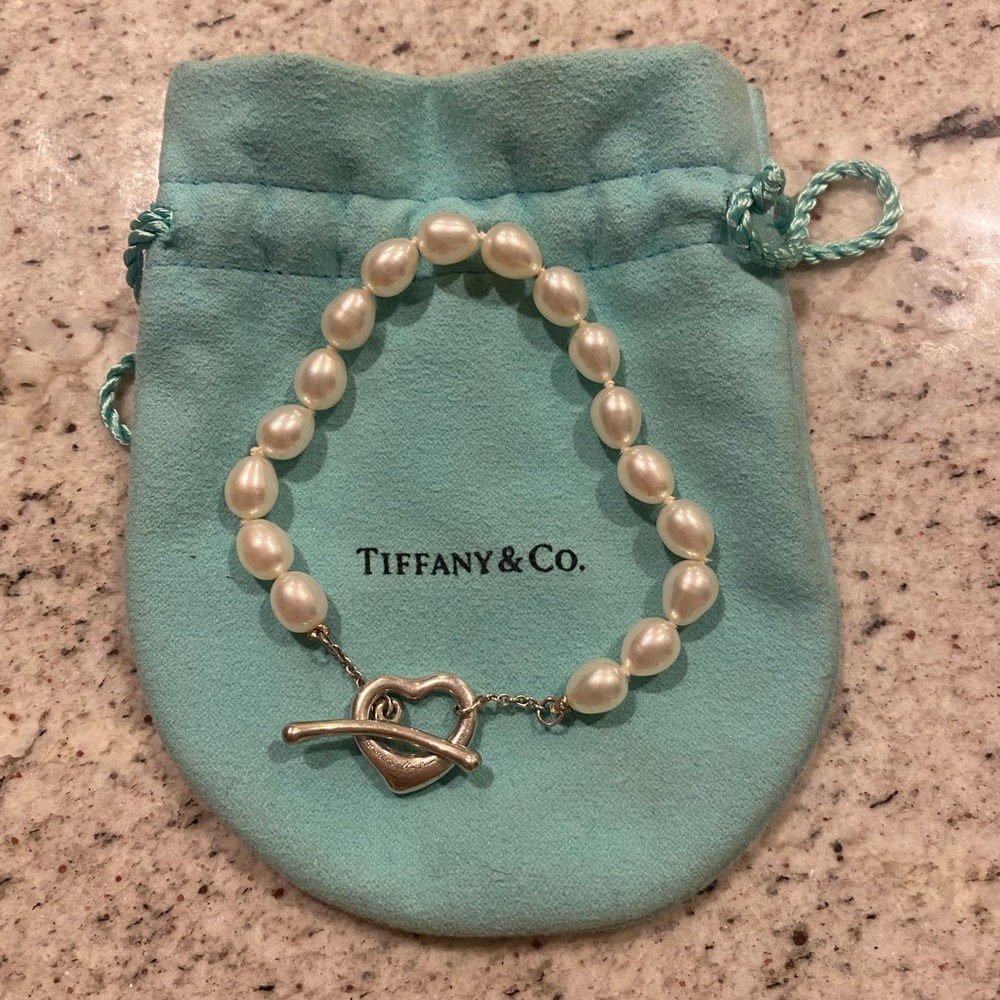 Tiffany & Co. Elsa Peretti Open Heart Pearl Bracelet